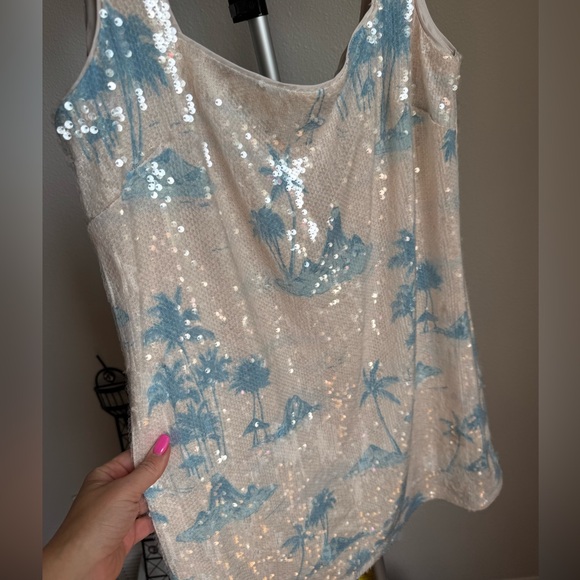 Gianni Bini Sequin Mini Dress in Blue and White - Picture 3 of 7